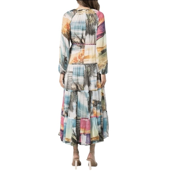 Zimmermann Shelly Tiered Tie Midi Dress - Picture 3 of 4